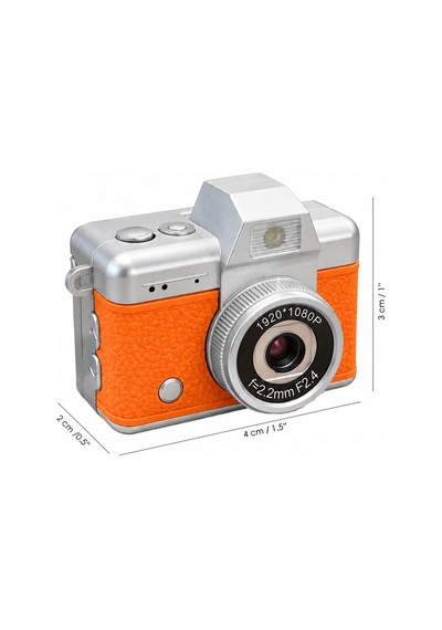 Mimtec Blm-110 Mini Retro Dijital Kamera - Flaşlı Katlanabilir Ekran 1080p Hd Video Selfie Vlog Kamerası Turuncu