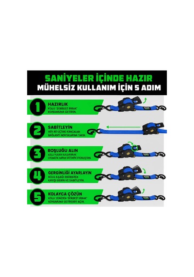 Otomatik Gergi Kayışı 2,5cmx3 M 4'lü Set