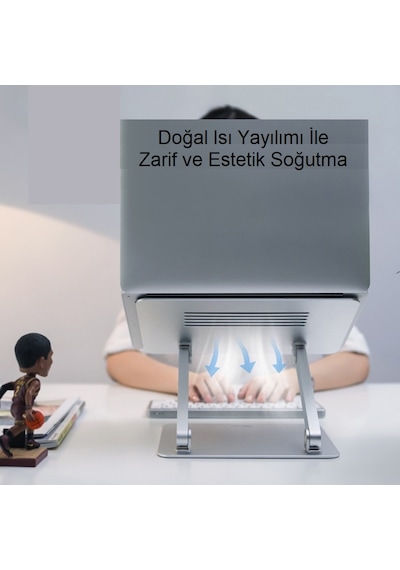 Triline Full Alüminyum Ayarlanabilir Apple Uyumlu MacBook Laptop Standı 10-17