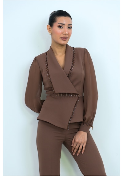 Dorne Moda Boncuk Detaylı Şifon Kol - Premium Takım - Düğün - Mezuniyet - Ofis Şıklığı Kahverengi Kahverengi Dorne Moda Boncuk Detaylı Şifon Kol - Premium Takım - Düğün - Mezuniyet - Ofis Şıklığı Kahverengi Kahverengi