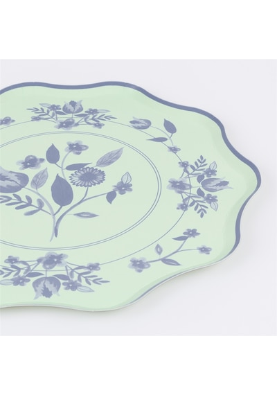 Meri Meri - Vintage Botanik Desenli Tabaklar - L - 8 Adet