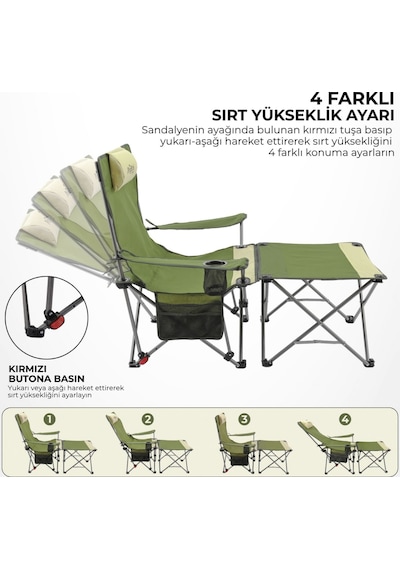 2 Adet Şezlong Kamp Sandalyesi Ve Masa Seti - Plaj Seti - Lounge Elevate Çok Renkli