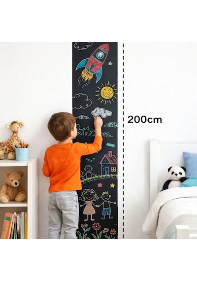 Dyrıs Kendinden Yapışkanlı Yazı Tahtası 45x200 Cm Silinebilir Kara Tahta Duvar Stickerı Siyah