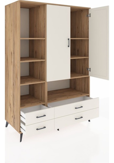 Kronos Dolap 8 Raflı 4 Çekmeceli 2 Kapaklı 132x59x195 Çam-ayt... Çam