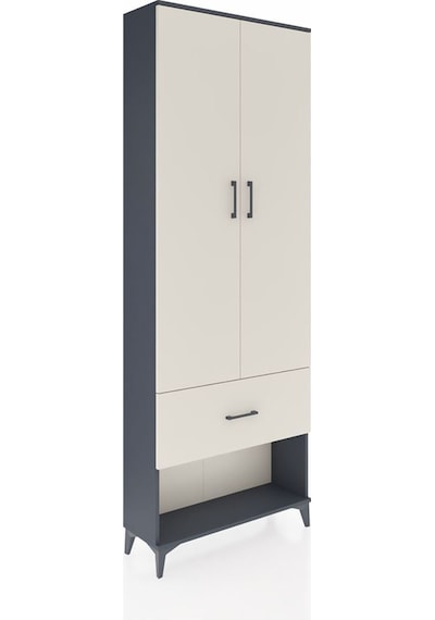 Arges Dolap Tek Raflı Tek Çekmeceli Tek Askılı 88x30x243 Antrasit-aytaşı Antrasit
