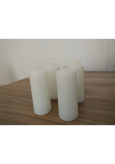 4'Lü Kokusuz Beyaz Bozkurt Silindir Mum 3.5*9Cm (361460208)