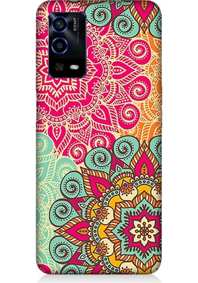 Oppo A55 Uyumlu Silikon Kılıf Tribal Mandala Çiçek