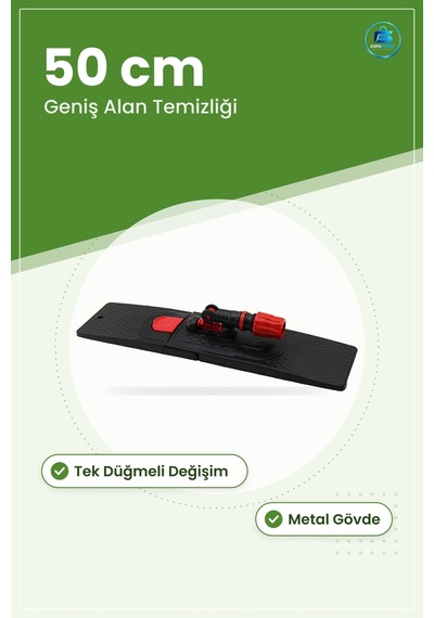 Palet Mop Aparatı Flat Pedli Tutucu 50 Cm Tek Düğmeli Paspas Meta