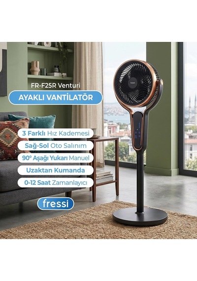 Fressi Fr-f25r Venturi Kumandalı Ayaklı Vantilatör / 3 Kademe Hız Ayarlı Ev Ofis Fanı / Serinletici Vantilatör