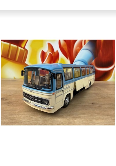 1:24 Mercedes Benz Otobüs Eski Nostaljik Otobüs Krem-mavi 25cm
