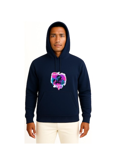 Bahriyeli Collection Kapüşonlu Bu Benim Terapim Dumbell Fitness Gym Göğüs Baskılı Unisex Sweatshirt Lacivert