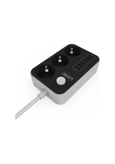 Akım Korumalı Priz Üçlü Anahtarlı 6usb'li 1.6m