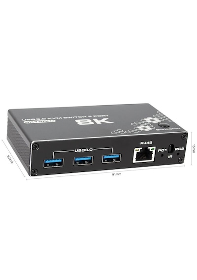 4669 Kumandalı Usb 3.0 4k Hdmi Kvm Switch 2 Port Rj45 Ethernet Pc