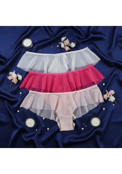 Kadın 3 Lü Chekky Tül Külot Set Bb2153 Desenli