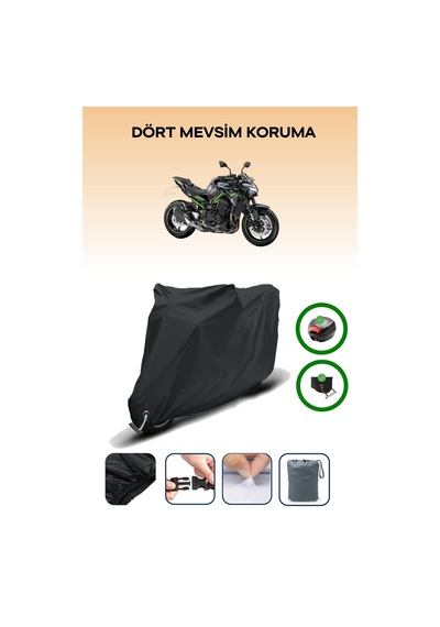 Siyah Arka Çanta Ve Kilit Uyumlu Kawasaki Z 900 Uyumlu Motor Brandası