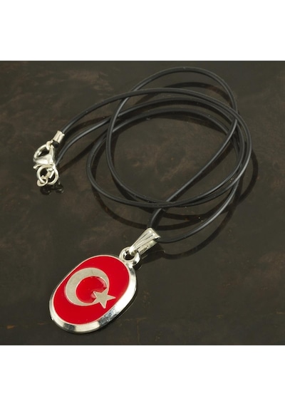 Ay Yıldız Metal Vinlex Deri Kolye Çok Renkli