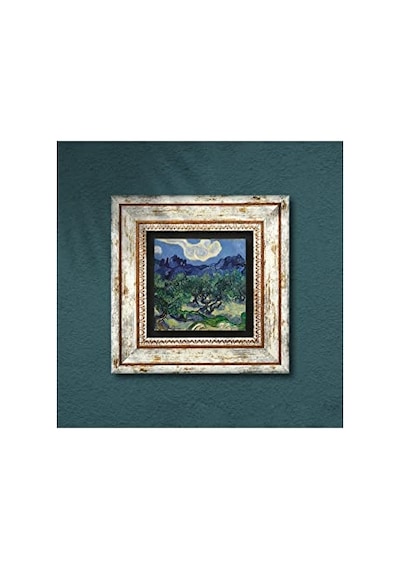 Van Gogh Zeytin Ağaçları Taş Duvar Tablosu - Çerçeveli Taş Tablo - Dekoratif Duvar Sanatı - Modern Ev Ve Ofis Du