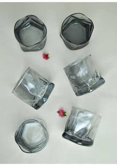 6 Adet Hologramlı Viski Kokteyl Bardağı Kadehi Pinterest Meşrubat Bardak 6'lı 280 Ml Siyah Gri