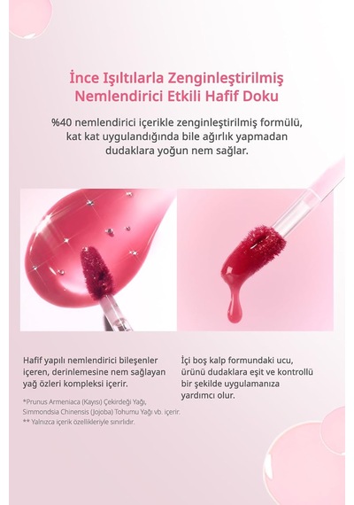 Doğal Tonlarda, Uzun Süre Kalıcı, Işıltılı Tint Water Bare Tint 16 Cute Pink Çok Renkli