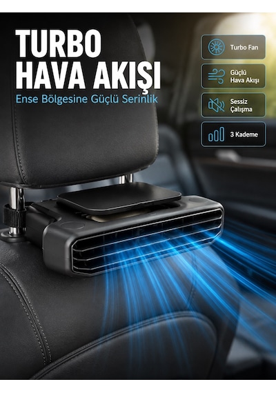 Aroma Hazneli Araç Koltuk Başlığı Fanı 5 Kademeli Güçlü Hava Akışı Sunan Soğutucu - Bayi Depom