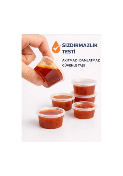 50 Adet 120 Ml Sızdırmaz Sos Kabı Mini Saklama Kabı, Buzluk Kabı, Sosluk, Et & Kemik Suyu Kabı Şeffaf Şeffaf