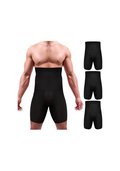 Erkek Bel Göbek Ve Kalça Toparlayıcı Erkek Yüksek Bel Korse Boxer Siyah