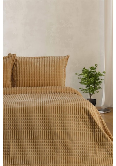 Merinos Modern Line 2 Parça Battaniye Seti - Bej