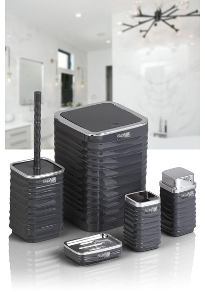 Luna 5li Banyo Set. Krom-antrasit Gri