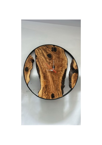 Niş Tasarım 48 Cm El Yapımı Doğal Zeytin Ağacı Epoksi Detaylı Dekoratif Duvar Saati Modern & Artizan Tasarım Kahverengi Niş Tasarım 48 Cm El Yapımı Doğal Zeytin Ağacı Epoksi Detaylı Dekoratif Duvar Saati Modern & Artizan Tasarım Kahverengi