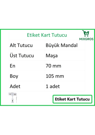Etiket Tutucu / Maşalı / Büyük Mandal / Şeffaf / 70x105 Mm / 1 Adet