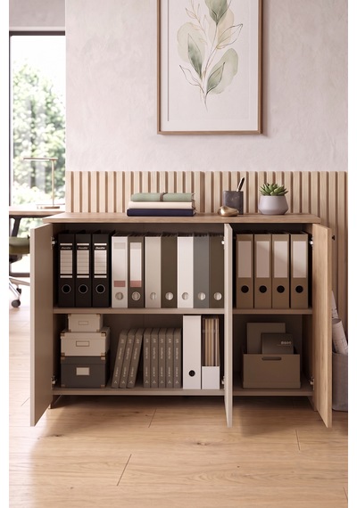 Robin Home Opus 120x40 Cm Ofis Dolabı Klasör Dolabı Konsol Çok Amaçlı Dolap Sepet-kumsal Kahverengi