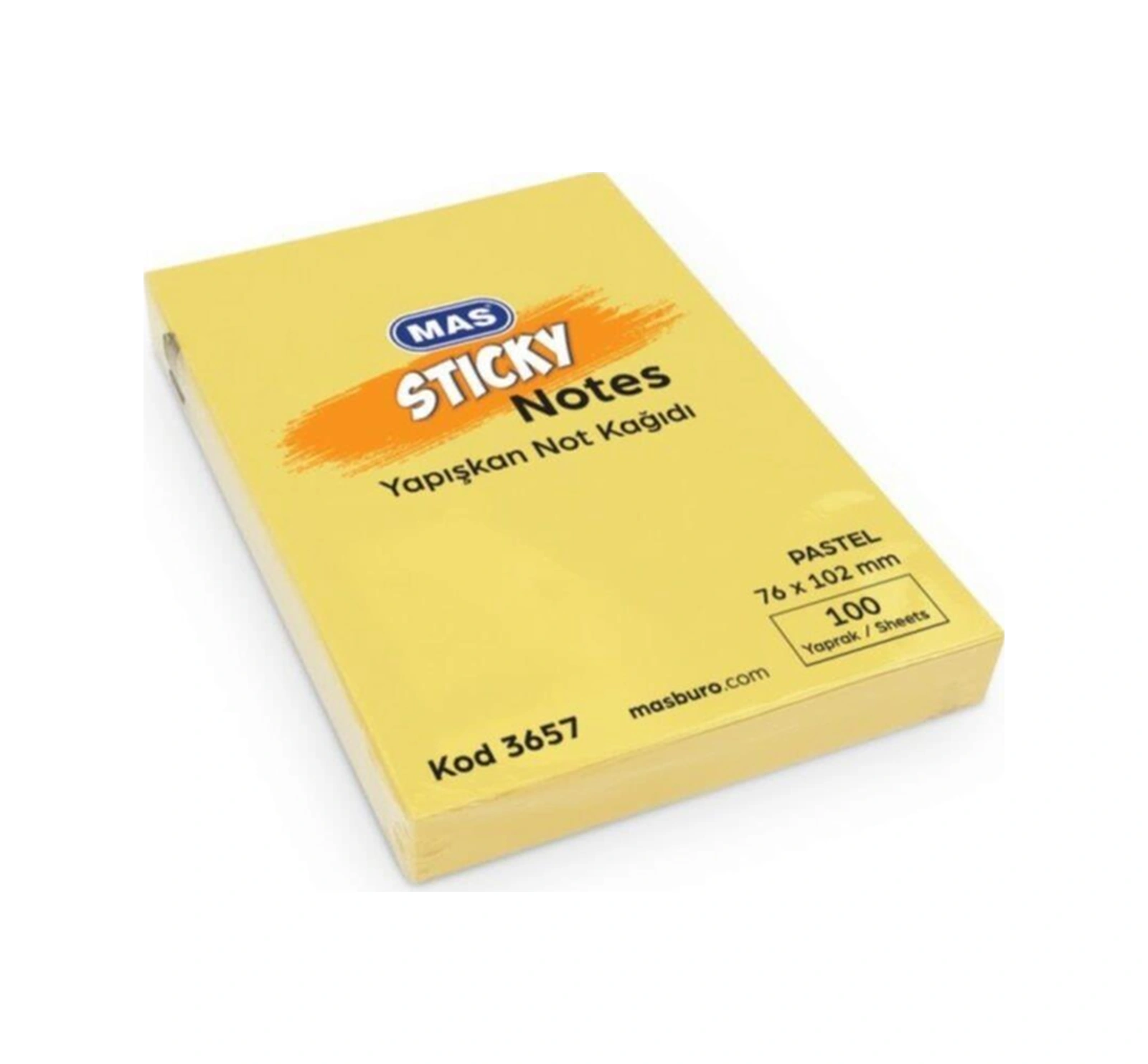 Yapışkanlı Not Kağıdı 100 Sayfa 76x102mm Pastel Sarı 3657 12 Koçan