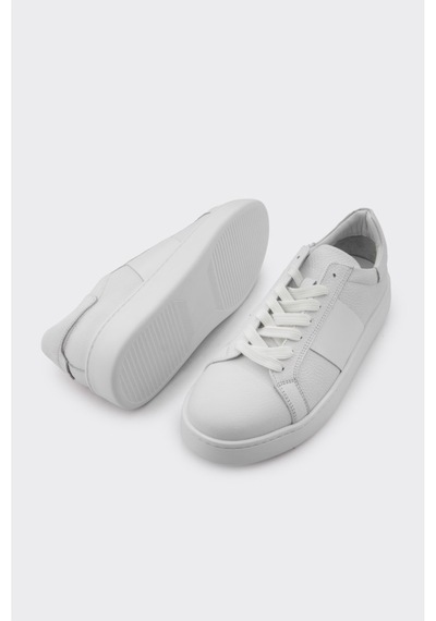 Derinet Comfort Taban Hakiki Deri Erkek Sneaker Beyaz Beyaz