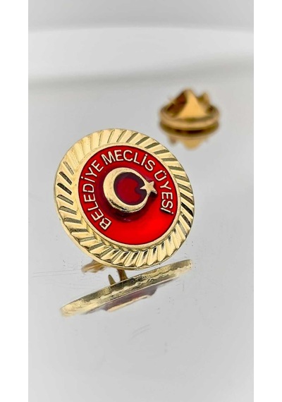 Yörük Tasarım Belediye Meclis Üyesi Altın Kaplama Mine Boyalı Yaka Rozeti Altın