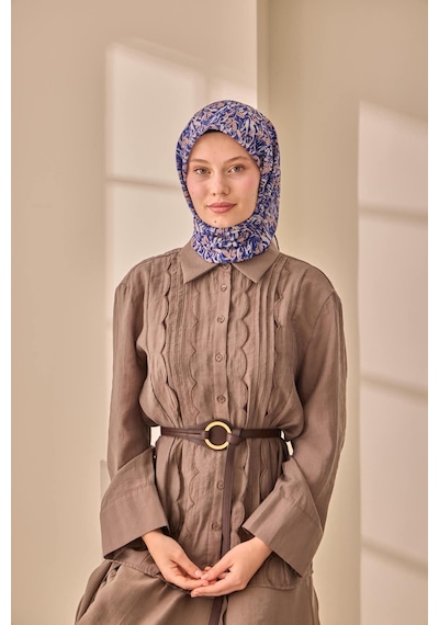 Silk Home Soft Eşarp 73091-03 Vizon, Lacivert, Krem