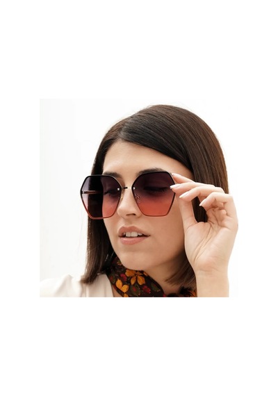 Sylvie Gri Pembe Kristal Kadın Güneş Gözlüğü Çerçevesiz