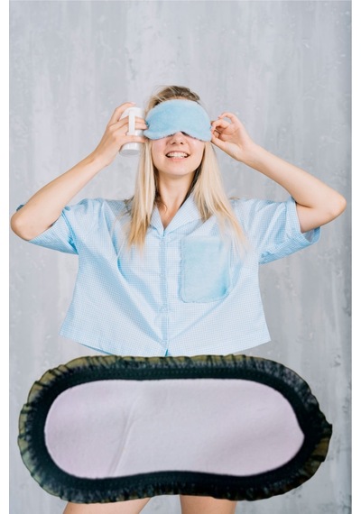 Pazarız Uyku Göz Bandı Maskesi Işık Önleyici Gözlük Maske Bant Eye Mask Toz Pembe