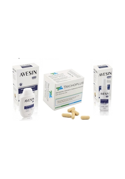 Avesin Trichoplus 3'lü Set Şampuan 300 ML + Sprey 50 ML + Trichoplus 60 Kapsül