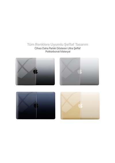 Macbook Air M5/m4/m3/m2 13.6 İnç İle Uyumlu Kılıf Şeffaf, 13.6 İnç Belirtilmemiş