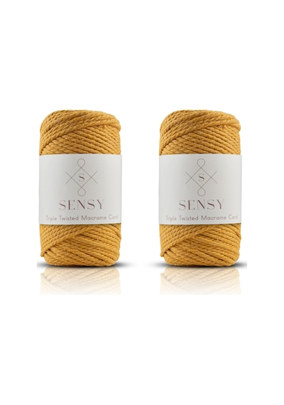 Sensy Premium 3 Büküm Makrome Ipi 3mm Üç Büküm Taranan Makrome Halat Ip 2li Set 500 Gr Hardal