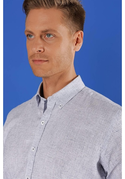 Efor G 1555 Slim Fit Koyu Mavi Klasik Gömlek Mavi