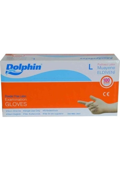 Dolphin Pudrasız Beyaz Lateks Muayene Eldiveni 20 x 100'lü