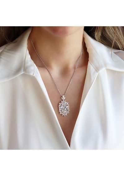 Okyanusun Kalbi Baget Sky Diamond Gümüş Kolye Gümüş