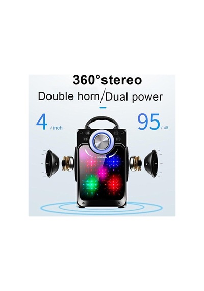 Bluetooth Hoparlör Rgb Ledli Kumandalı Usb Tf Fm Radyo Hoparlör Radyo Kts-822s Siyah - 888169888