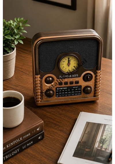Nostaljik Everton Rt-743 Radyo & Mp3 Çalar Usb/tf Kart Destekli, Dekoratif Masaüstü Radyo-saat