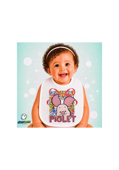 Piglet Keten Bebek Mama Önlüğü Yumuşak - Emici - Yıkanabilir - Özel Tasarım P155 Çok Renkli