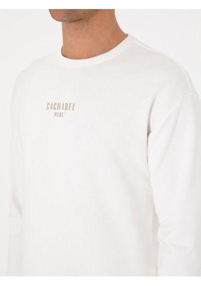 Ekru Comfort Fit Bisiklet Yaka Sweatshirt Bej
