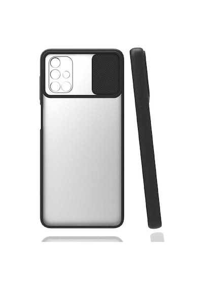 Kilifone - Samsung Uyumlu Galaxy A71 - Kılıf Slayt Sürgülü Arkası Buzlu Lensi Kapak - Siyah