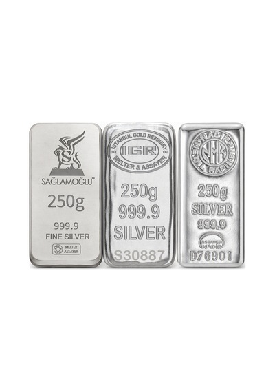 250 Gram Külçe Gümüş 999 / 999,9 Saflık Yatırımlık Gram Gümüş, Rafineri Ambalajlı
