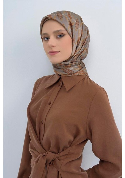 Armine İpek Eşarp 2026 Yaz - 9522-31 Vizon Turuncu Twill